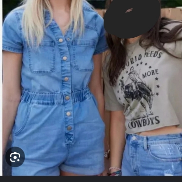 LIKE NEW A Beautiful Soul stretch waist denim romper size 3X. - Picture 2 of 6